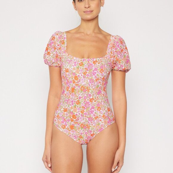 Marina West Other - SOLD OUT Marina West Floral Puff Sleeve One Piece Swimsuit - Square Neck Swim